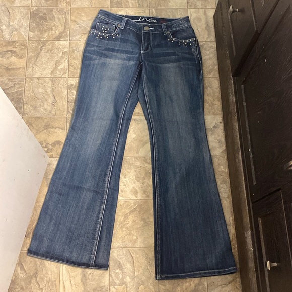 INC Denim Curvy Fit Boot Leg Studded Rhinestone Denim Jeans Size 6 - Picture 1 of 7